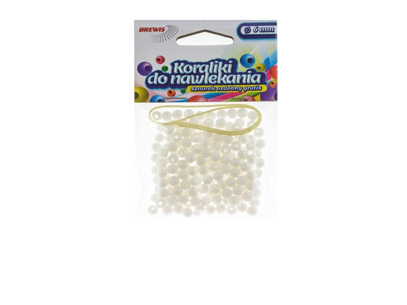 Koraliki do nawlekania 6mm biały K6-1 Brewis